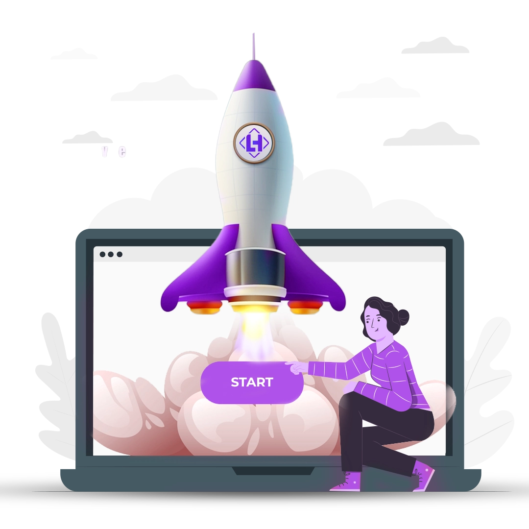 A rocket lifting off into the sky, symbolizing the start of a new project or product launch.