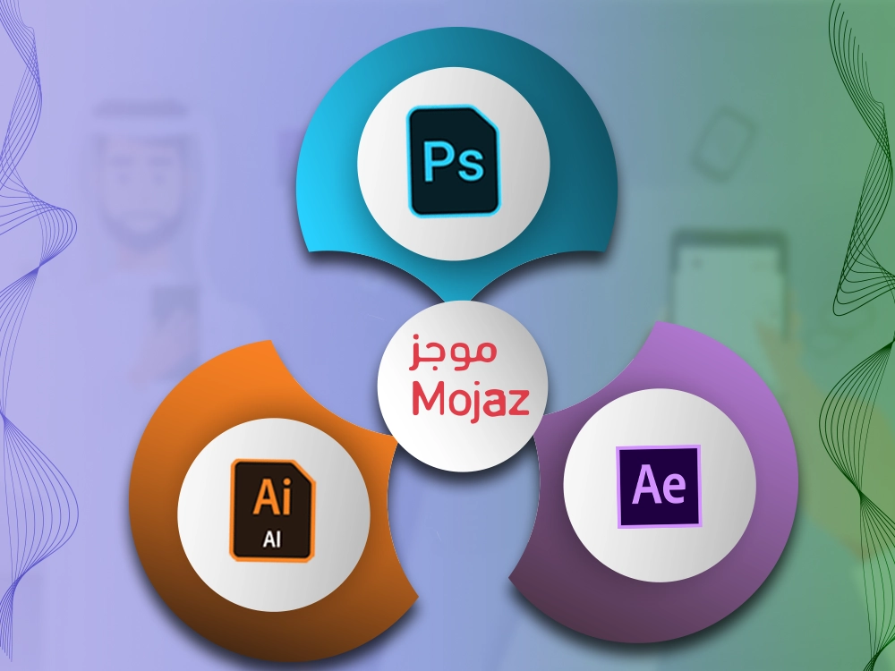 شعار موجز تكنولوجي يعبر عن الابتكار في تصميم الجرافيك باستخدام فوتوشوب، اليستريتور، وأفترافيكت