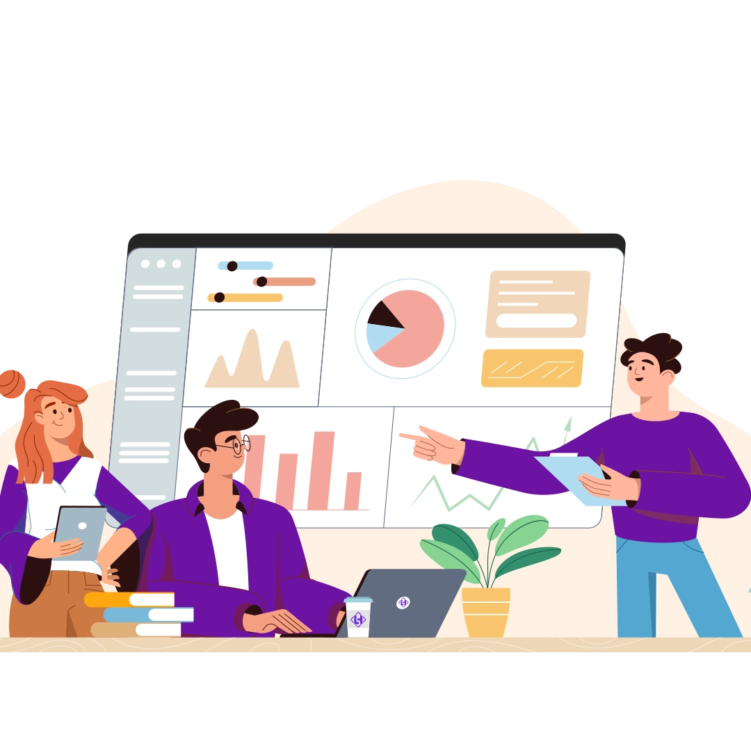 A technician configuring a customized IT solution on multiple computer screens in a modern workspace.