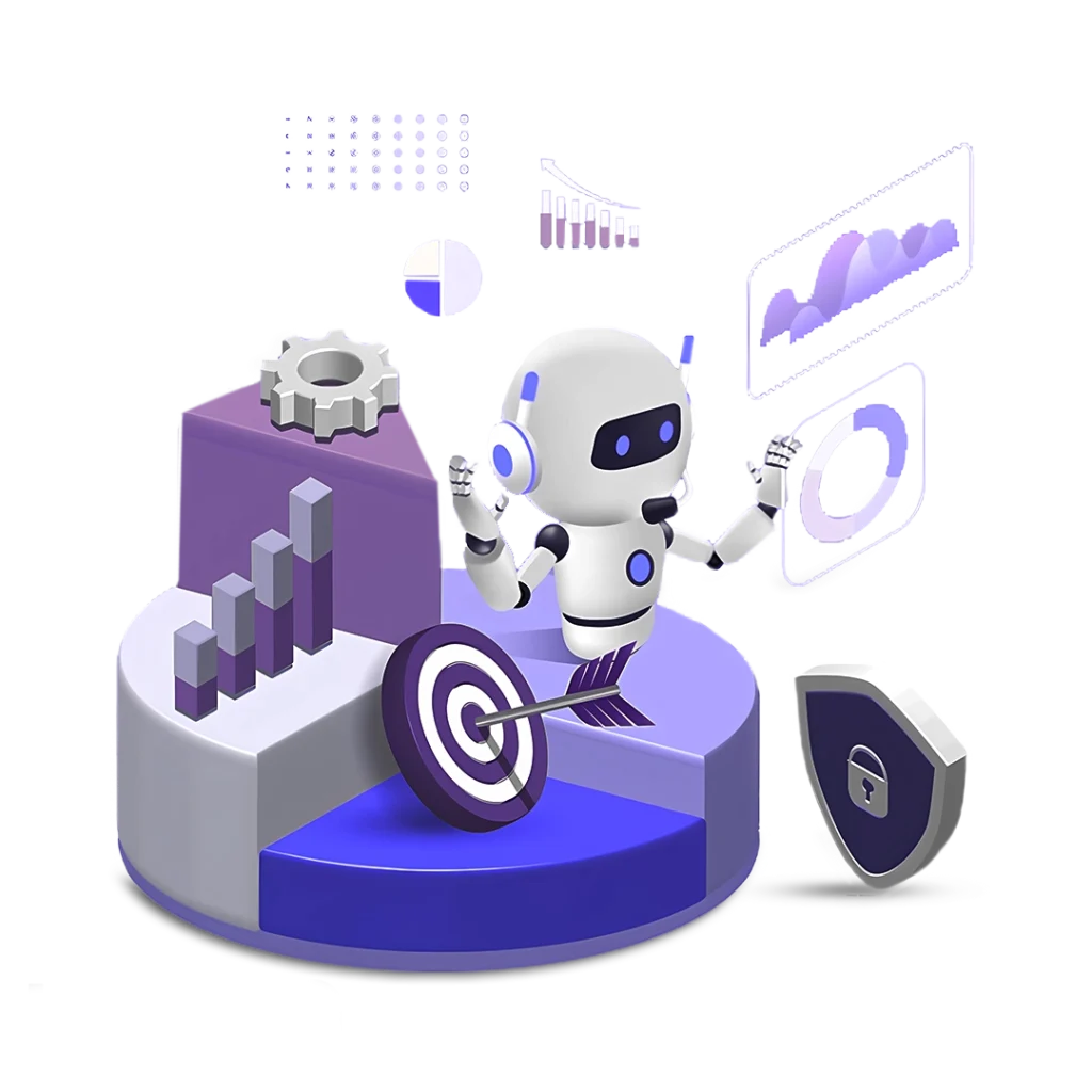 رجل أعمال يستخدم جهاز لوحي محاط بأيقونات رقمية تمثل التحول الرقمي والتقنيات الحديثة.